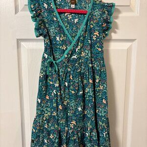 Girls TEA COLLECTION Whimsical Forest Print Wrap Dress Sz 7